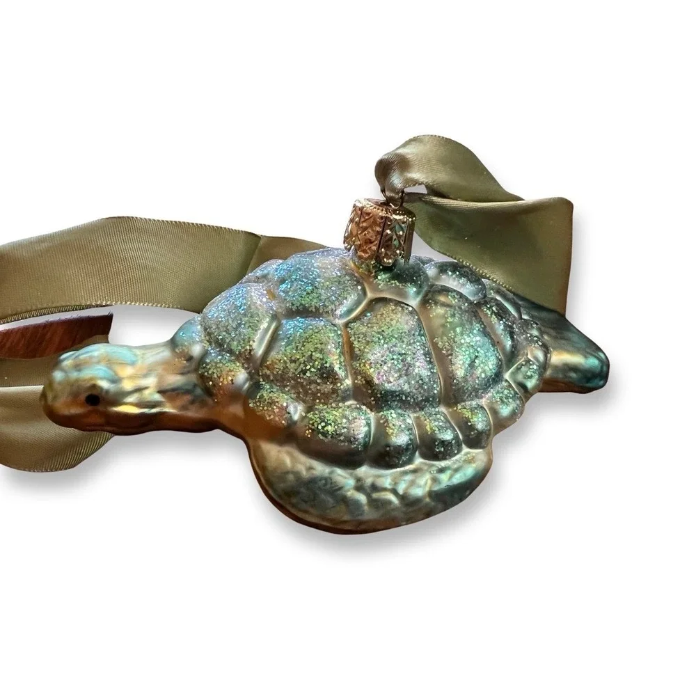 NIB Sea Turtle Ornament Glass Christmas Home Decor Ocean Marine Coastal Nautical